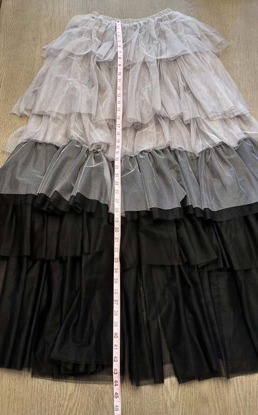 Free People Tulle Much Half Maxi Skirt Ombre Gray Black Tiered Ruffle Tulle S - Picture 8 of 8